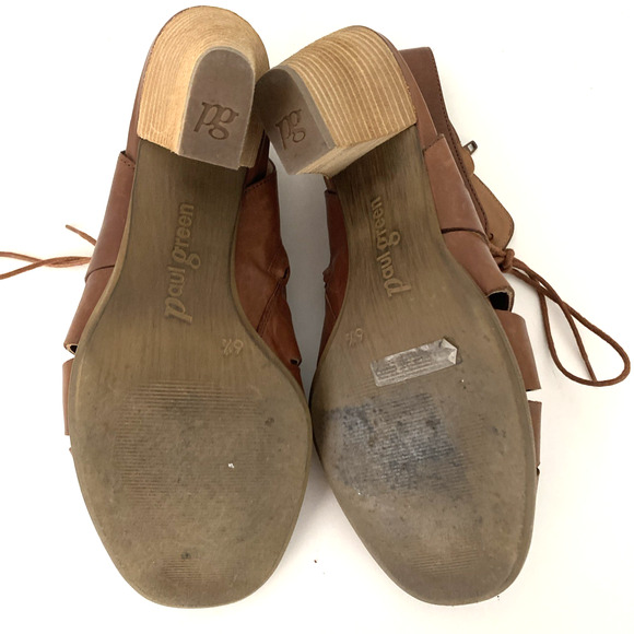 Paul Green Cosmo Peep Toe Bootie Boot Heel Sandal Lace Up Brown Heel 6.5 UK 9 US - Picture 8 of 9